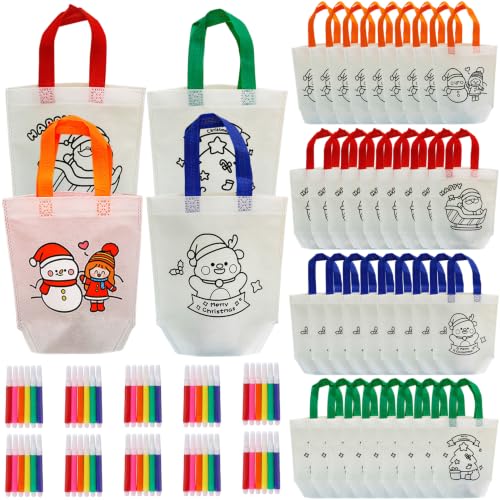 Sacs à friandises à colorier en tissu pour animer un anniversaire ou Noël