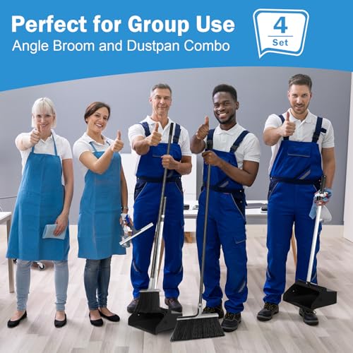 4 Set Besen und Kehrschaufel 147 cm Höhe, Besen und Kehrschaufel, Set Besen und Kehrschaufel, Kombi-Set, strapazierfähig, kommerzieller Winkelbesen und Kehrschaufel, Kombi-Set für den Außenbereich – Bild 7