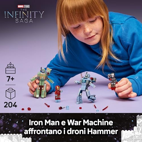 | Marvel Iron Man e War Machine Contro i Droni Hammer - Giocattolo da Costruire con 2 Minifigure e 2 Action Figure con Shooter - Regalo da Supereroi per Bambini da 7 Anni in su - 76320 - Lego - Immagine 3