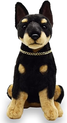 Miniatura 3 de keaiart-ly Juguete de peluche realista de perro Doberman, peluches de animales realistas, muñeca de animales de simulación