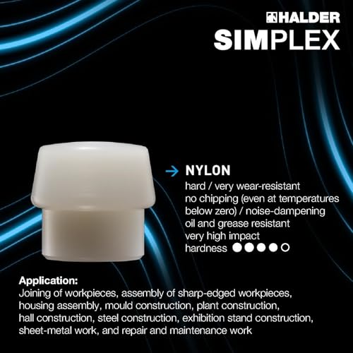 Image of Halder Simplex Nylon Replacement Insert 3208.080 - 73 Shore D, Wear-Resistant Polyamide, Oil & Grease Resistant for Assembly, Construction, Sheet-Metal & Maintenance Work - 80mm