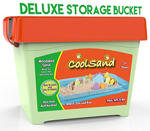CoolSand Blue 5 Pound Refill Pack - Including: 5 Pounds Moldable Indoor Play Sand, Storage Container and Inflatable Sandbox - Thumbnail 5
