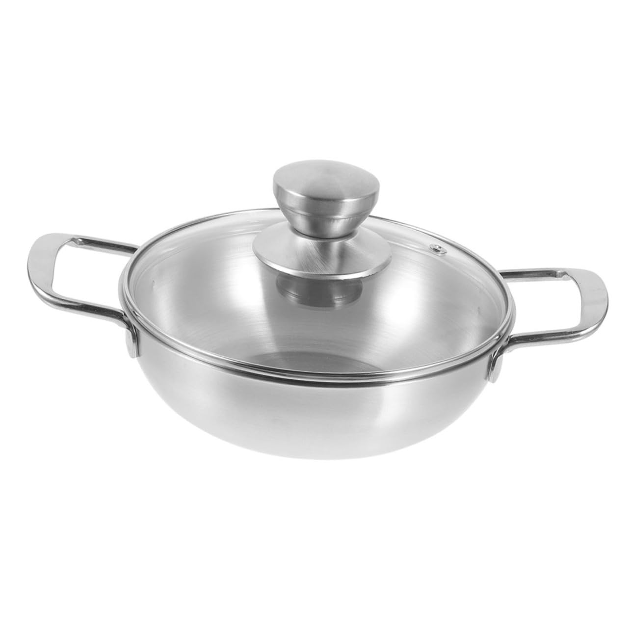 Yardwe Mini Outdoor Pot Double Handle Wok Portable Stainless Steel Cooking Pan Heat Resistant for Camping Picnics Easy to