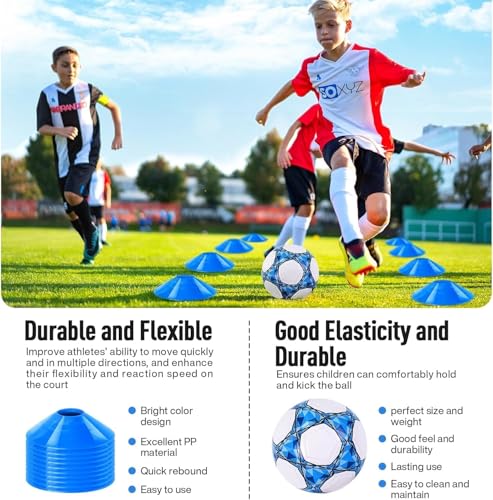 Image of 2 Soccer Goal of 4X3 FT for Backyard, Portable Football Goal Training Equipment with Soccer Ball, 10 Football Cones, Carry Bag, Practice Net for Youth Games, Sports