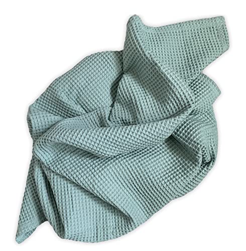Image of Leyl&Ari Waffle Baby Blanket, 100% Organic Cotton Soft Thin Honeycomb Breathable Summer Thermal for Infant, Newborn, Toddler Crib, Gender Neutral Essential Accessories and Gift, Sage