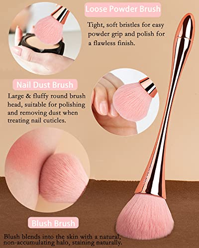 Mineral Powder Brush Nail Dust Brush Kabuki Makeup Brush Soft Fluffy Foundation Brush Face Contouring Brush Blush Brush For Large Coverage Loose Powder Bronzer Blush Blending Buffing-1Pcs Rose Gold #TOP2