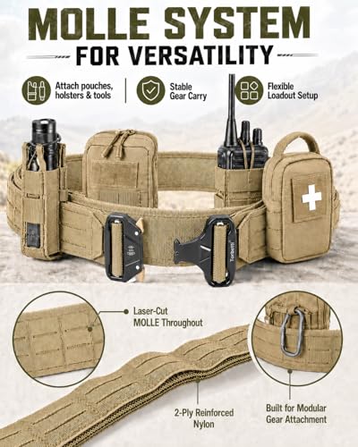 Image of Tactical Duty Belt Law Enforcement, 2 inch Battle Combat Police Range Gun Belts