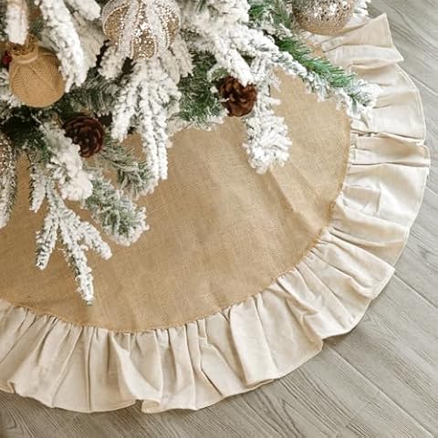 Ivenf Burlap Christmas Tree Skirt Cover