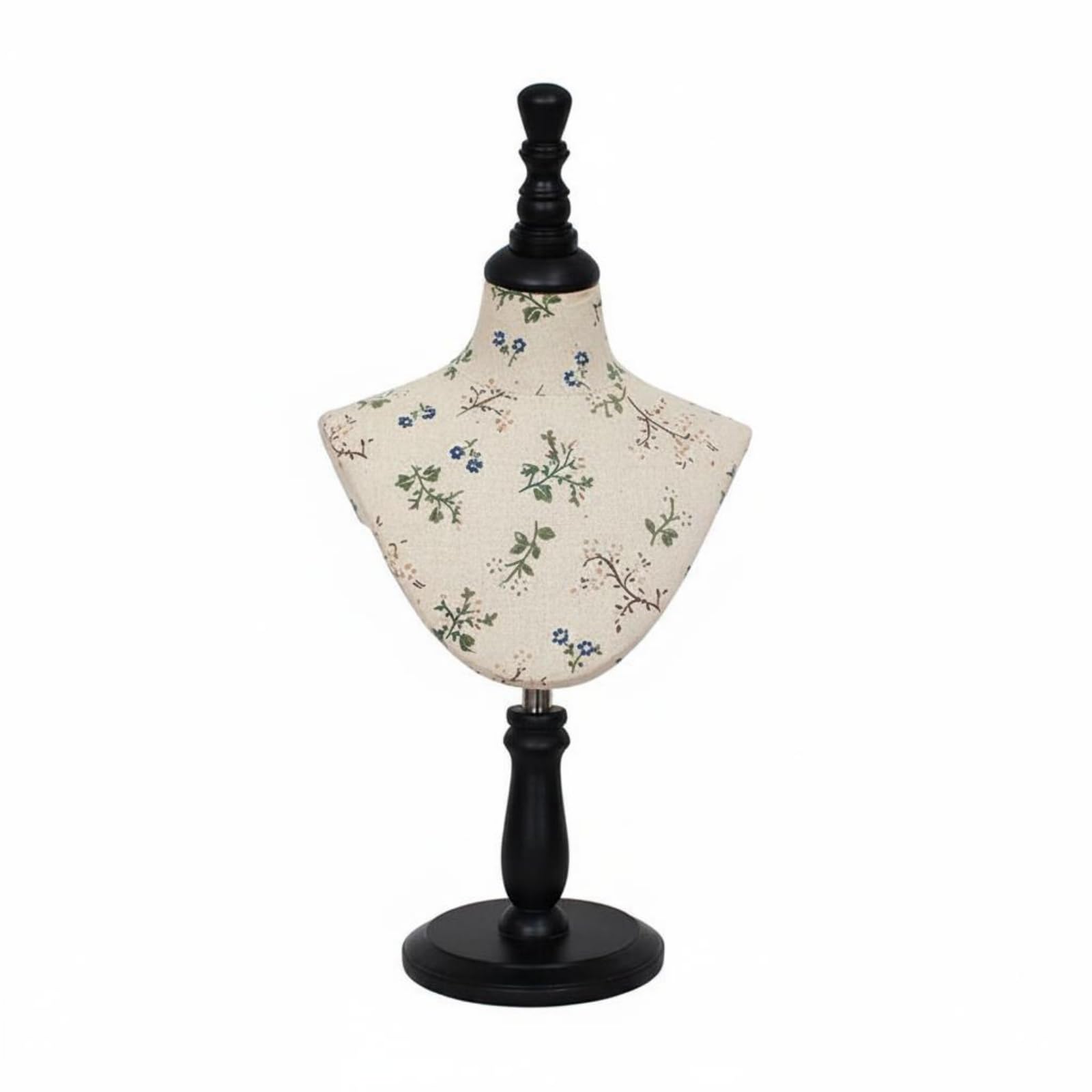 TISHITA Maniquí Busto Expositor Collar Joyería Soporte Material FRP Lino Madera Base Estable para Merchandising Diario Adecuado para Boutiques Joyerías , Estampado Floral , Lino Estampado Floral