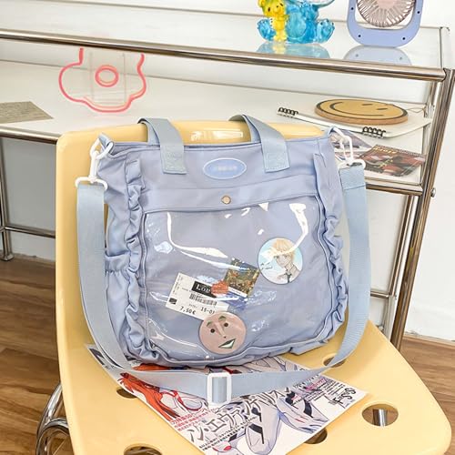 Large capacity women's casual crossbody bag with pin display transparent window suitable for anime exhibitions2