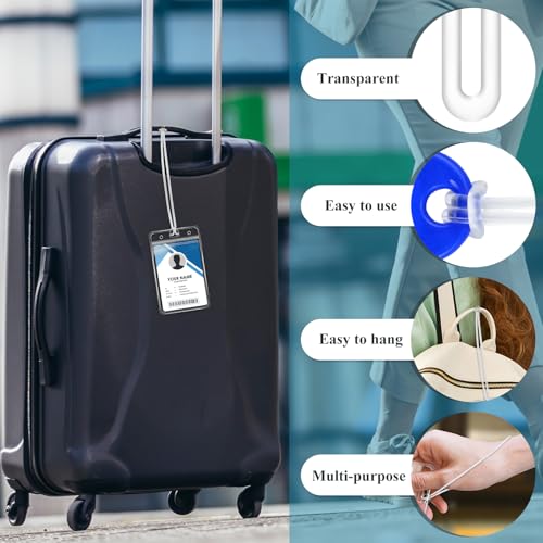 60 Pack Luggage Loop Straps Clear Plastic Luggage Tag Straps 6 Inch Worm Loops for Luggage Tags, Bag Tags3