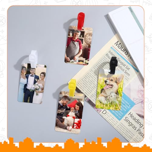 48 Pcs Sublimation Luggage Tag Blanks, Double Sided Aluminum Tags with 48 Color Straps, Customizable Travel ID Card Holder for Suitcases, Pet Collars, Business, Sports (4 Colors, DIY Heat Transfer)3