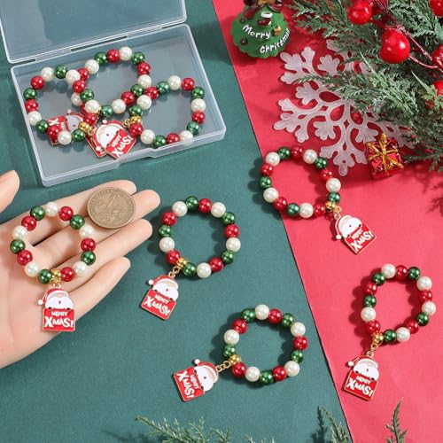 SUNNYCLUE 8 Sets Holiday Napkin Rings Christmas Napkin Rings Santa Claus Xmas Red Green Glass Spcaer Beads Winter Napkin Holder Ring Beaded Napkin Ring for Christmas Wedding Party Dinner Table Decor - Image 4