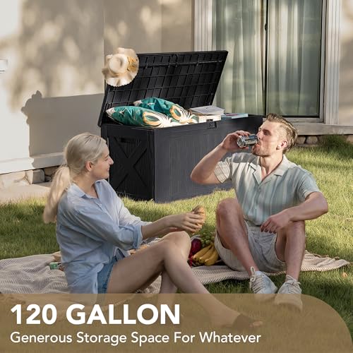 Devoko-120-Gallon-Deck-Box-Resin-Outdoor-Storage-Box-Waterproof-Large-Black Devoko 120 Gallon Deck Box Resin Outdoor Storage Box Waterproof Large Black
