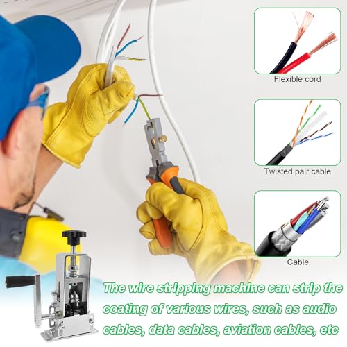 Miniatura 6 de Pelacables Kit, Con Llave Hexagonal, Llave Inglesa, Tornillos, 12 21 4cm Máquina Peladora De Cables, Herramientas De Electricista Profesional, Para Reciclar Cables Metálicos De Cobre