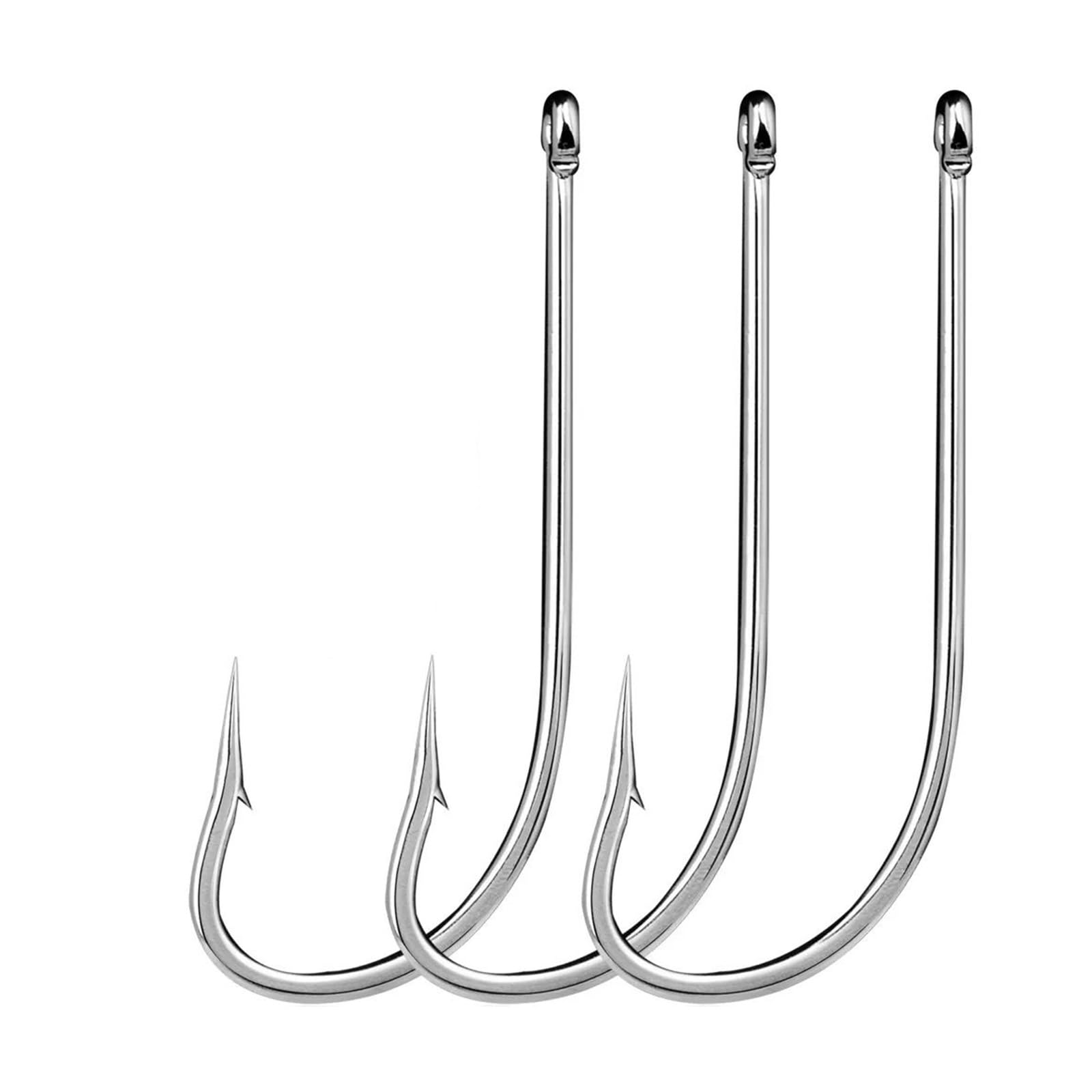 Ami da Pesca in Acqua salata 50~200 Pezzi Ami da Esca affilati Gancio Offset Gancio in Acciaio ad Alto tenore di Carbonio Occhio ad Anello Aberdeen Pesce Gatto Ami for spigola(Size-2 Gap-26m
