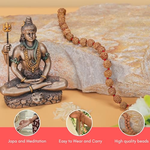 Image of Vado 5 Mukhi Rudraksha Mala 108 Panchmukhi Beads with Certificate 6mm (Brown)