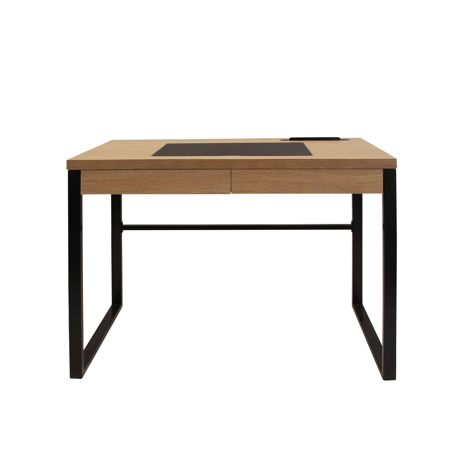 THE HOME DECO FACTORY HD3722 Mesa DESPACHO Madera Y Metal, Negro, 110x110x16 cm