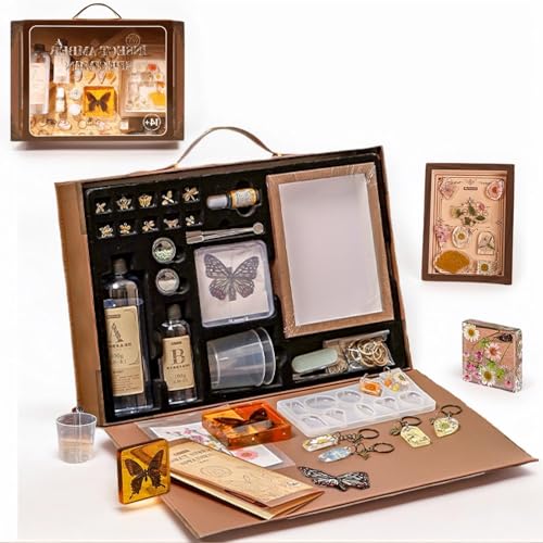 64PCS DIY Insect Plant Specimen in Resin Taxidermy Kit Flower in Resin Specimen Keychain Making Kits Butterfly Specimens Making Tools Kit Great Gift for Fans of Taxidermy Animals