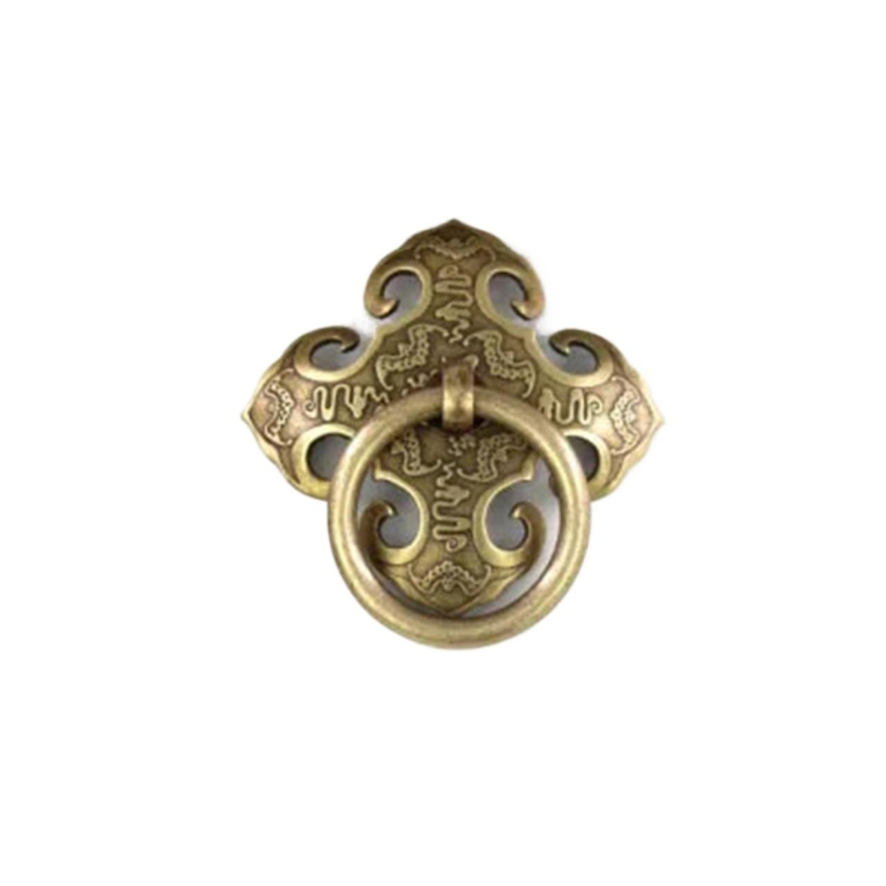 bogniga 4PCS Chinese Antique Doorknocker Brass Drawer Knob Drop Ring Pulls Dresser Knobs Kitchen Cabinet Door Cupboard Handles(Dia 40mm Bronze)