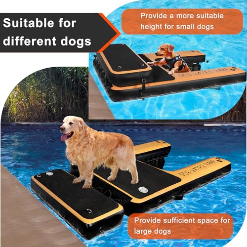 DiDiBirDi Hunde Wasserrampe,Doppelschicht Extra Große Breite Aufblasbare Wasserrampe Pool Leiter, Welpen-Planke rutschfeste Hundeboot Schwimmende Leitermit für Boote und Docks für Hunde bis 100 kg