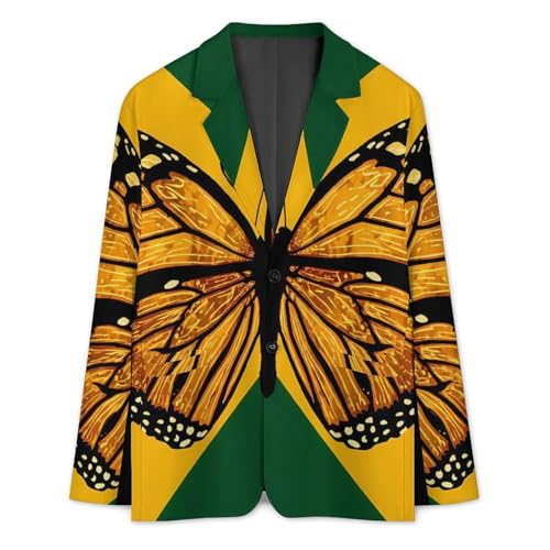 Jamaican Flag Butterfly Men's Blazer Printed Button Suit Jacket Slim Sport Coat Blazers3