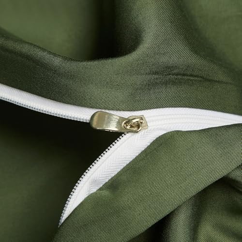 Ropa de cama de bambú hipoalergénica y transpirable, funda nórdica verde de dos piezas 6