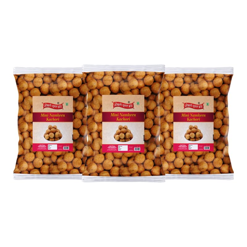 Image of OKHLI MUSAL BRAND Homemade Moong Dal Kachori | Baked Mung Dal Namkeen Kachauri||Chatpati Moong Dal Masala Kachaudee | Mini KachoriBachcho Ka Favourite Kachori Nashta Tasty Yummy Snack-250g*3Pack