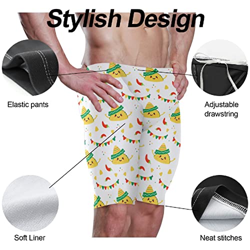 Mens Swim Jammers Mexican Taco Quick Dry Athletic Swimsuit4