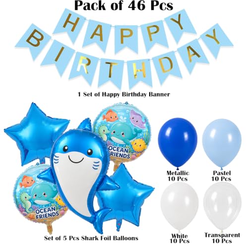 Image of Ocean Theme Birthday Decoration Kit, Pack of 46 pcs