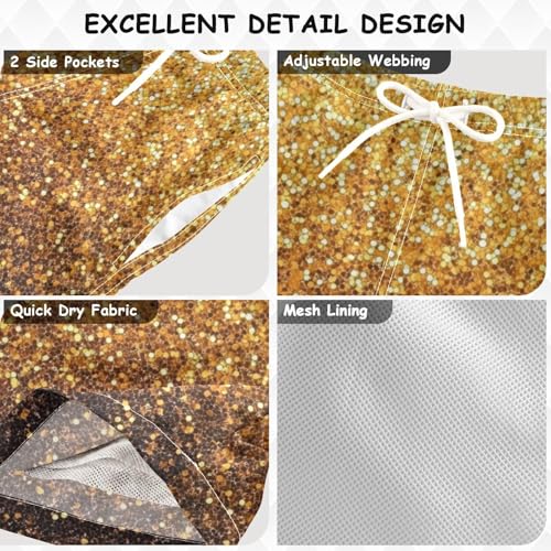 Pigsaly Boys Swim Trunks Yellow Gradient Flashing Gold Glitter Boys Board Shorts Swimsuit Swimwear Summer Bathing Suit S3