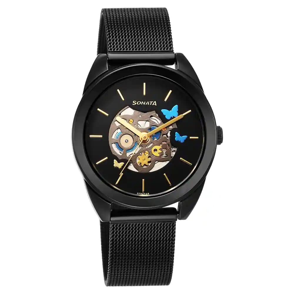 Sonata Unveil Quartz Multifunction Black Dial Stainless Steel Strap Watch for Women-8182NM01 (B0BZPTYZQ3) Amazon Price History, Amazon Price Tracker
