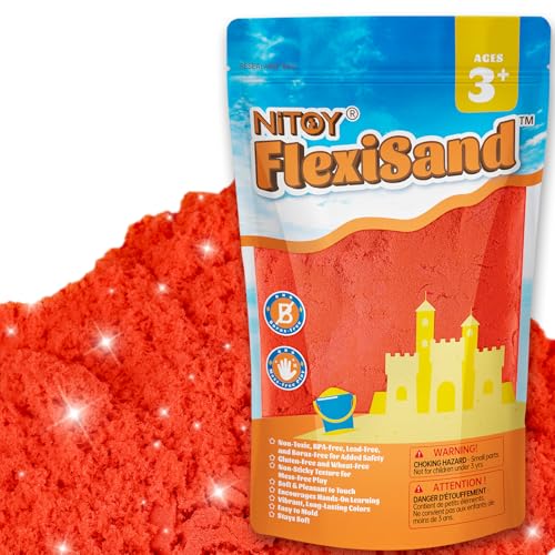 Image of NiToy FlexiSand 2.2Lbs Sand Toy, Never Dries Out-Fun for 3 Years and up Kids Bulk Refill for Sensory Sand Box Toys, Ideal for Shaping, Squeezing and Molding(Red)