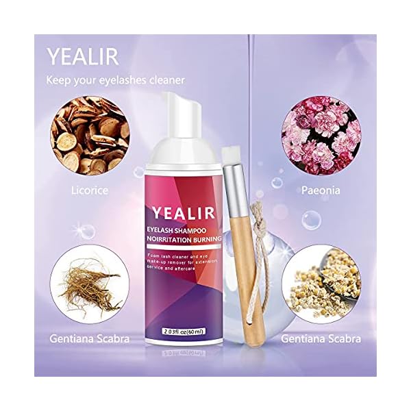 YEALIR Eyelash Growth Serum, Eyebrow Growth Enhancer,Lash Nourish Growth Serum 6ML & Eyelash Cleanser 60ML Kit, Lash Serum for Longer Fuller Eyelashes and Brows with Natural Extract