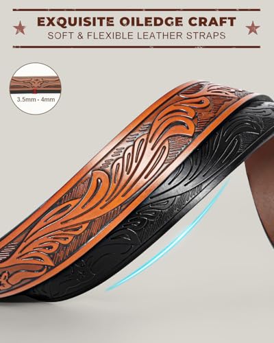 Image of BELTROAD 2 Pack Western Leather Belt Strap for Men Women Cowboy Cowgirl Leather Mens Belts for Jeans Gift Belt without Buckle