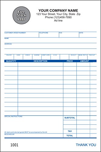 Large Multi Purpose Sales Book Invoice, 2 Copy Duplicate, 5.5”x8.5” - Personalized - 50 Forms per Book (10 Books)