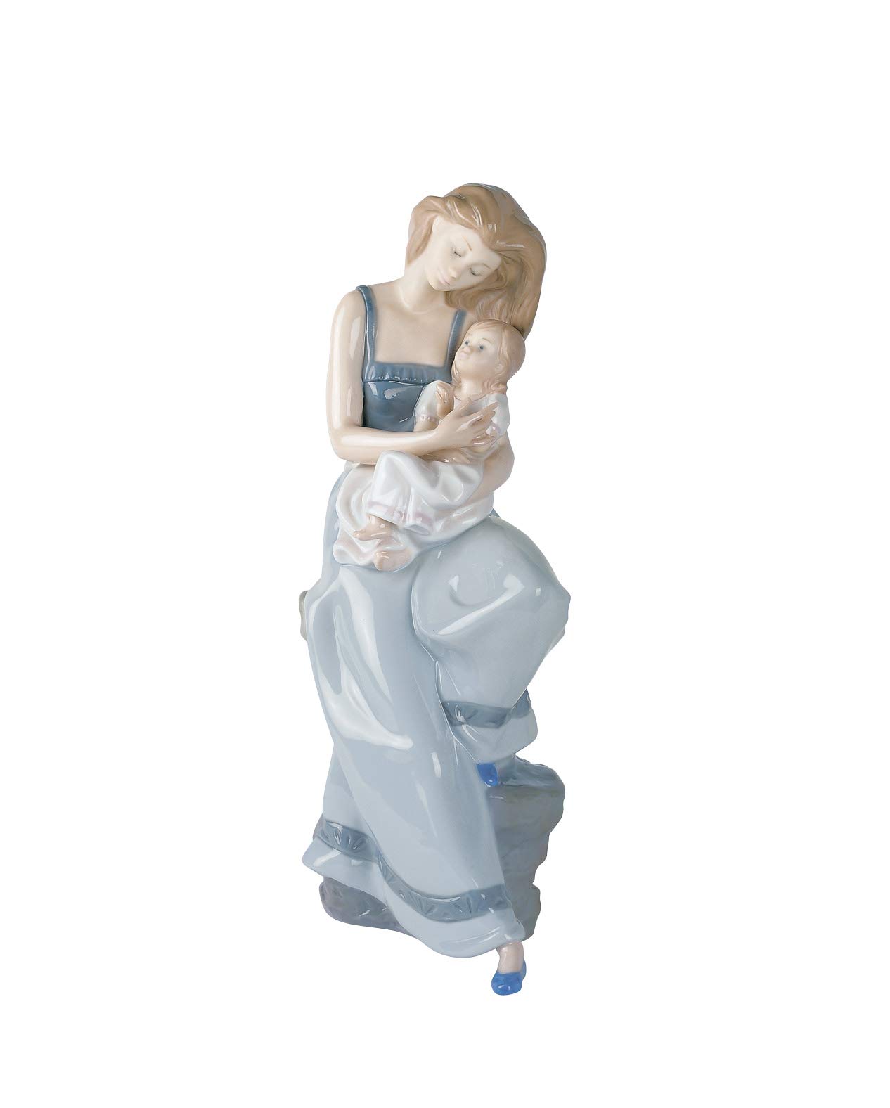 NAO My Little Girl. Decorative Figurine of Motherhood in Gloss Porcelain and Pastel Tones. Ornamental Sculpture of a Mother with Baby in Arms for Home Decoration