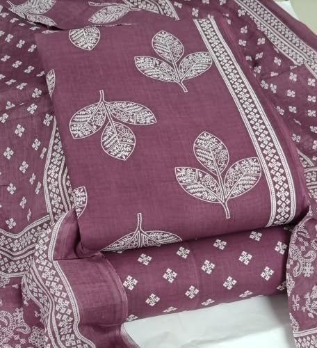 Image of DRAVINAM Trends Women's Premium Cambric Cotton Jaipuri Printed Unstitched Salwar Suit Dress Material with Mulmul Cotton Dupatta