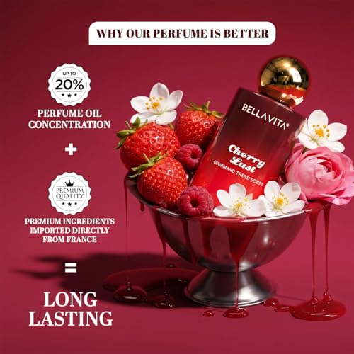 Image of BELLAVITA Cherry Lust | Long Lasting EDP | 100ml | Perfume for Man | Perfume for Woman | Smells Like a Snack | Cherry, Strawberry, Vanilla & Marshmallow | Premium Unisex Gourmand Fragrance