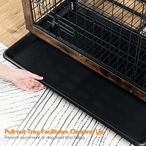 HOOBRO Dog Crate Furniture, Large Dog Kennel, Wooden Pet Furniture with Pull-Out Tray, Home and Indoor Use, Double Doors Modern Side End Table for Medium/Large/Small Dog, Rustic Brown BF802GW03G1 HOOBRO Dog Crate Furniture Large Dog Kennel Wooden Pet Furniture with Pull Out Tray Home and Indoor Use Double Doors Modern Side End Table for MediumLargeSmall Dog Rustic Brown BF802GW03G1