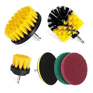 FSFTTRAD 6 Pcs Drill Brush Attachment Set,Electric Drill Brush Set,Power Scrubber Brush Cleaning Kit,Drill Brush Electric Cleaning Tool For Bathroom, Floor, Tub, Shower, Kitchen(Black Red) pack of 1