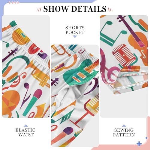 ZZXXB Colorful Violin Drum Boys Long Pants Soft Trousers Elastic Waist Kids Lounge Bottoms with Pockets S-XL4