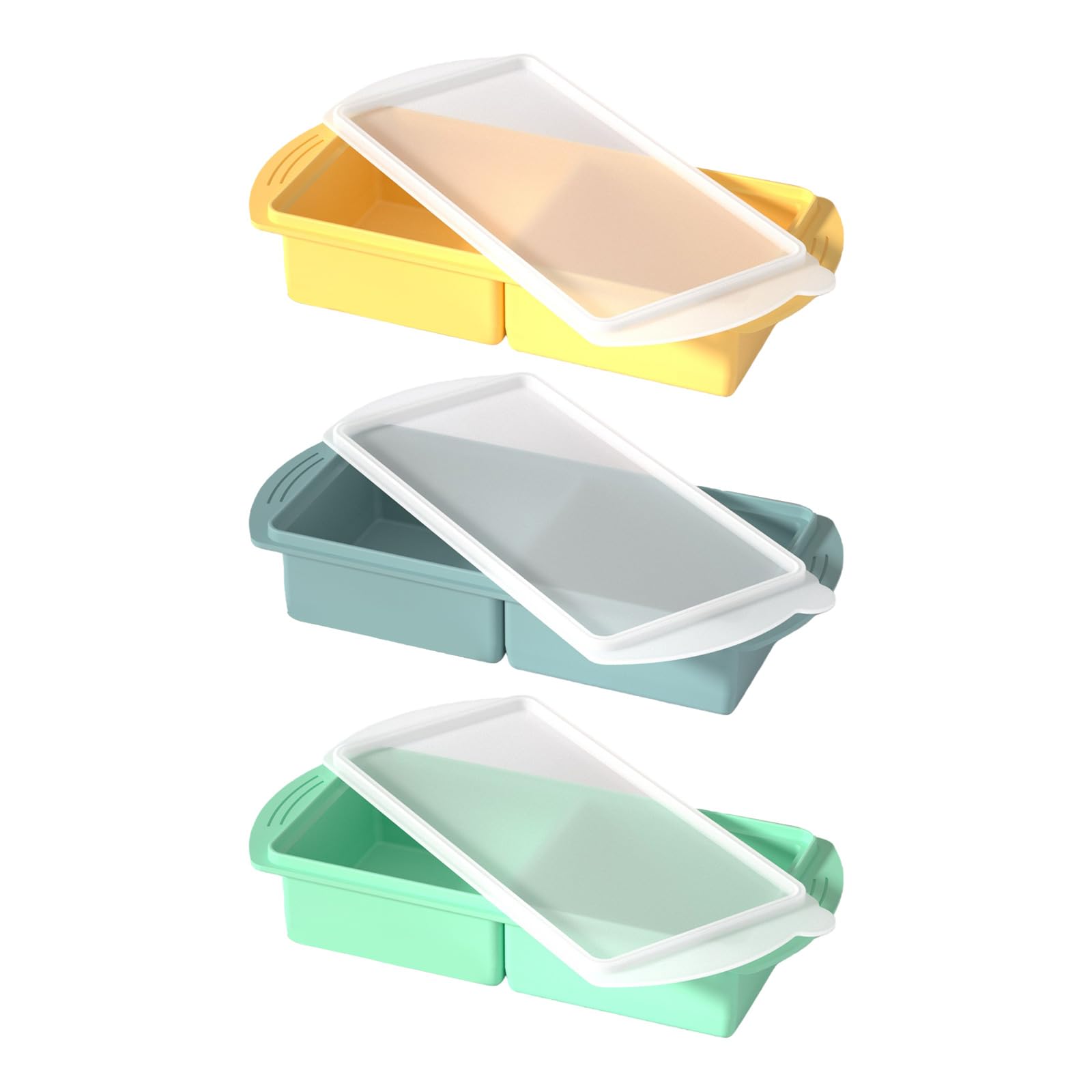 Juego de 2 bandejas grandes de bloques de hielo con cubiertas protectoras ABS resistente para congelar sopas, salsas y bebidas, agarre antideslizante, juego de bandejas de hielo