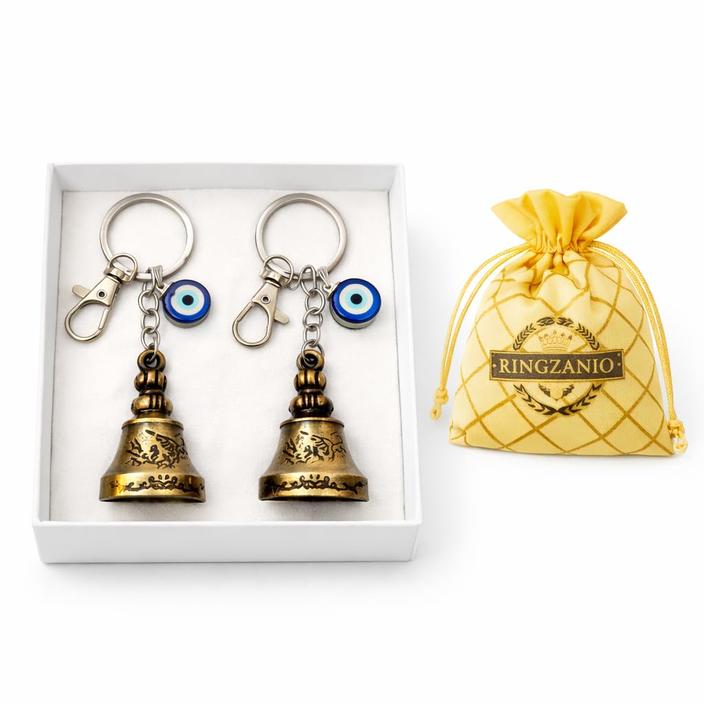 Guardian Bell Keychain for Bike and Car | Tibetan Bell Keychain with Evil Eye | Good Luck Charm Bell | Ghanti for Bike | Guardian Bell | Gift for Men | Protection Charm 2 Pcs Combo-image-42