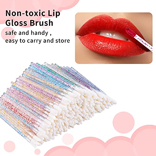 300Pcs Glitter Crystal Lip Brush, Disposable Crystal Lip Brushes Tool Kits Lip Gloss Applicators Make Up Brush Lipstick Gloss Wands Makeup Applicators Brushes Applicator Tool Makeup Beauty Tool Kits #TOP1