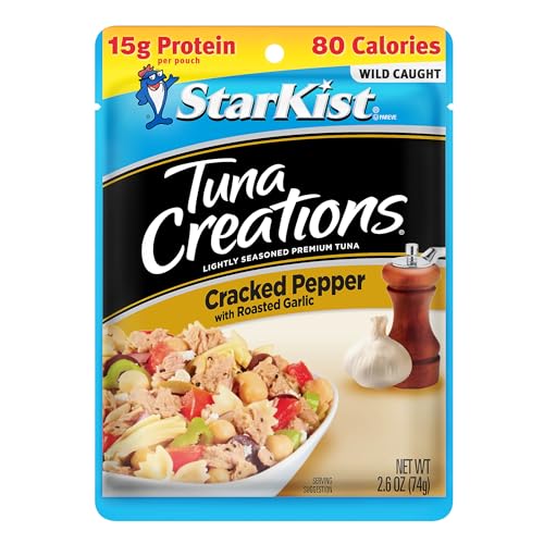 Image of StarKist Tuna Creations Cracked Pepper with Roasted Garlic Pouch (2.6 oz - 1 Pack) Wild Caught, High Protein Shelf Stable Seafood, Soy & Gluten Free, No Draining, Ready to Eat for Salads & Sandwiches