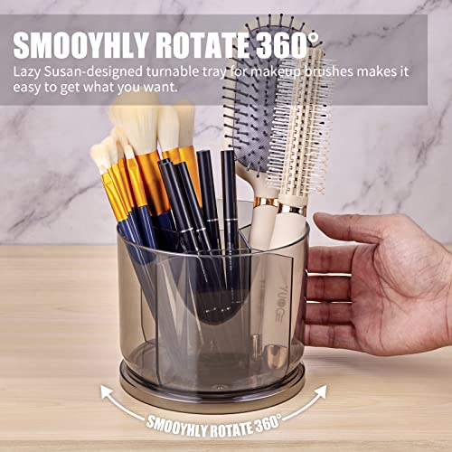 Makeup Brush Holder Organizer -Rotating 360° Clear Storage Cup Containers for Vanity Desk, Countertop - Image 3