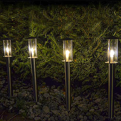 Gartenpirat Set 4x LED Wegeleuchten (Strom) aus Edelstahl mit Erdspieß...