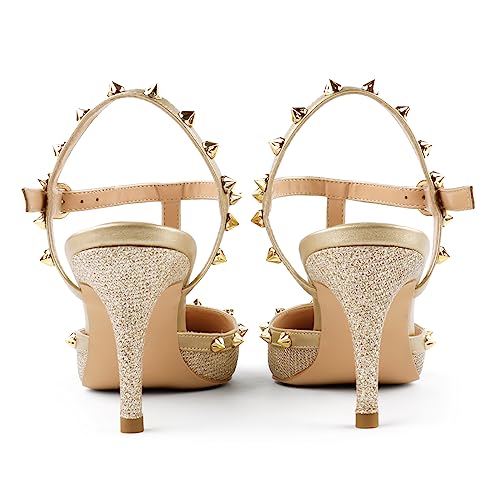 Kitten Heels Strappy Sandals for Women Slingback Pumps Closed Toe Sandals4