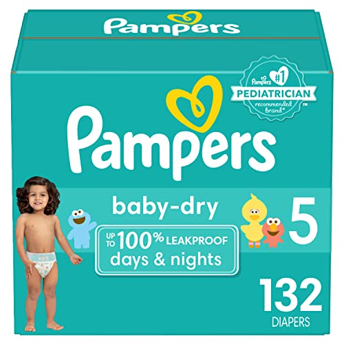 Image of Pampers Baby Dry Diapers - Size 5, 132 Count, Absorbent Disposable Diapers